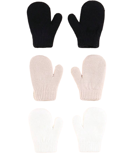 Knitted Toddler Winter Gloves - 3-pack