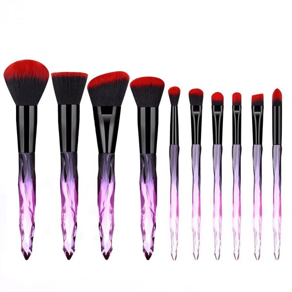 Acrylic Handle Series Professional 10 Piece Cosmetic Brush Set -Pink &amp; Blue