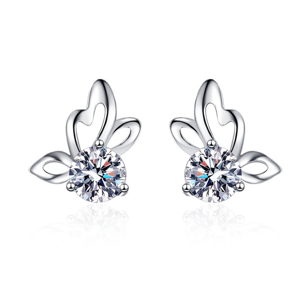 1ct Moissanite Diamond Stud Butterfly Earrings in Sterling Silver