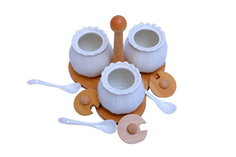 ZD 4 piece Ceramic Condiment Seasoning Bowl Set