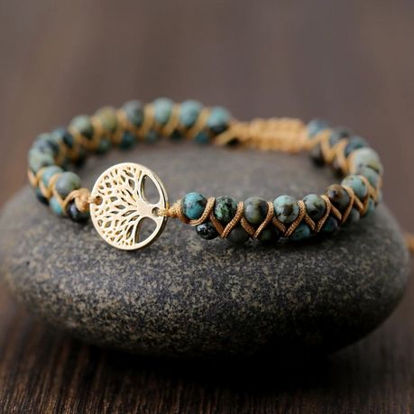 Handmade Natural Stone Boho Yoga Wrap Bracelet & Bangle Tree of