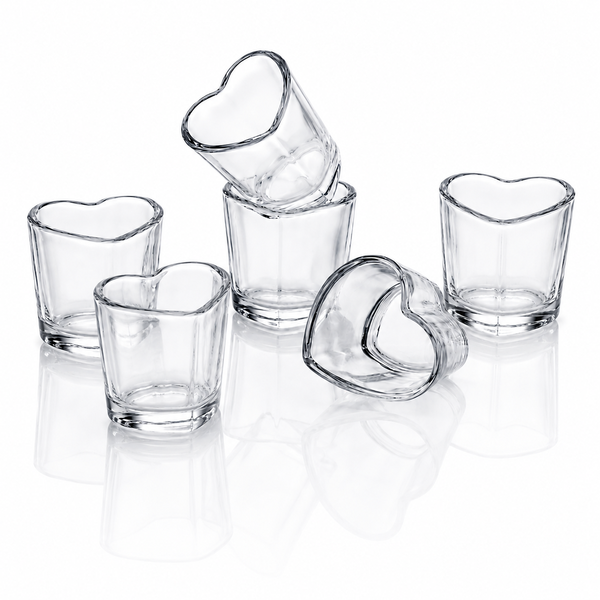 6 Piece Cute Mini 50ml Heart Shaped Acrylic Shot Glass Set