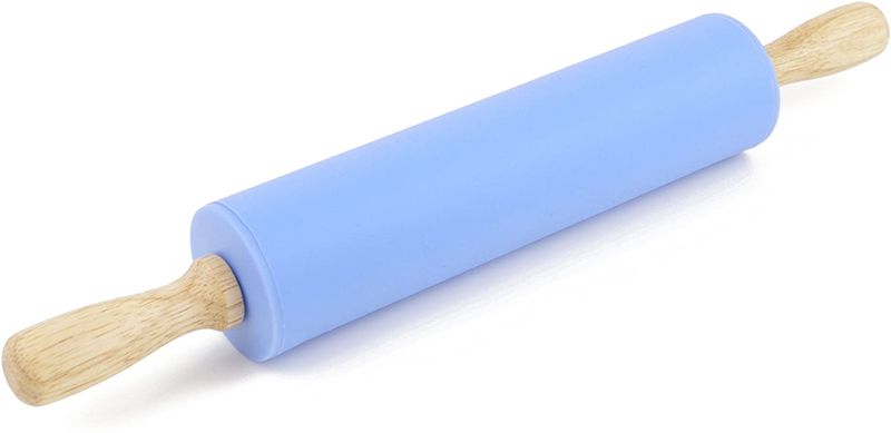 Rolling Pin 46cm Silicone Roller with Wooden Handle Assorted Colours