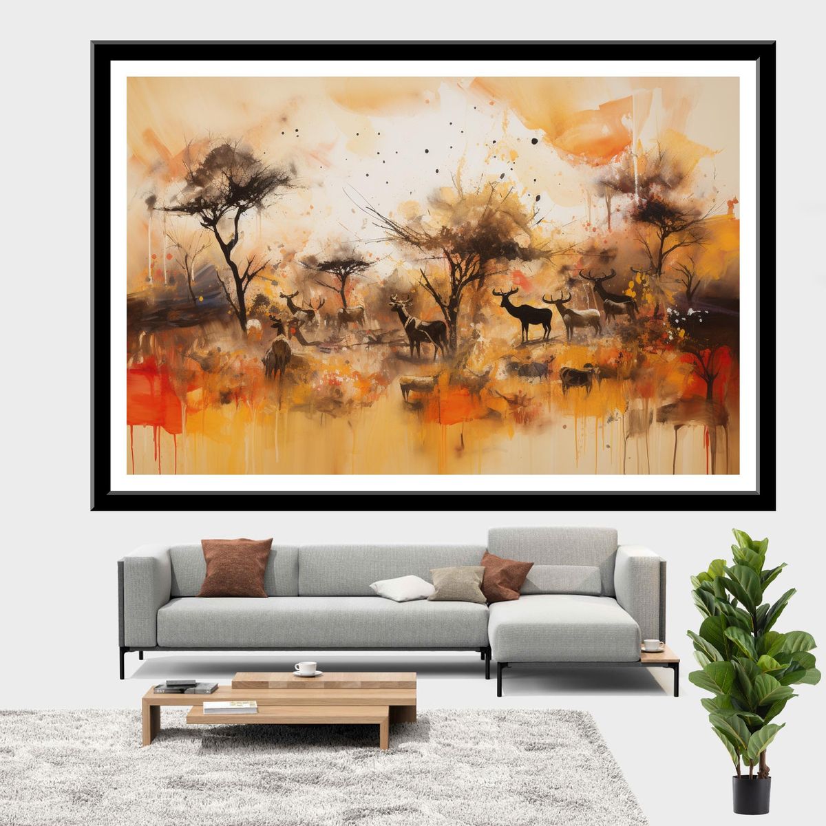 Wall Art Unframed - This Abstract Representation Of Rural African Life ...