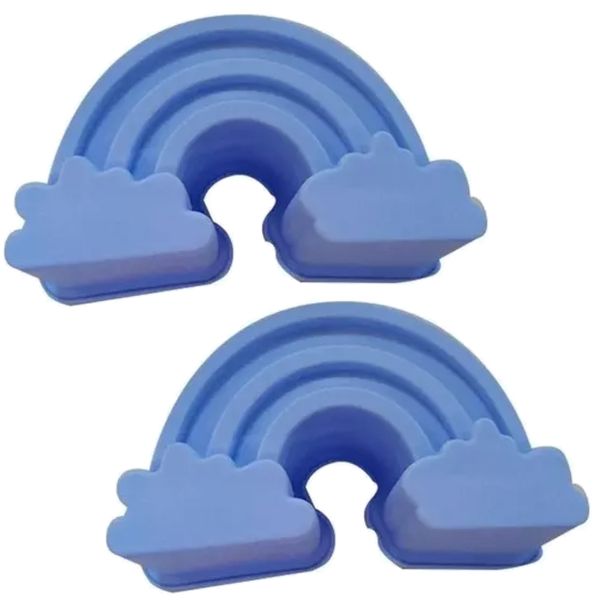 Kitchen Baking Rainbow Shape Silicone Cake Moulds (Blue) Set of 2 - 22cm