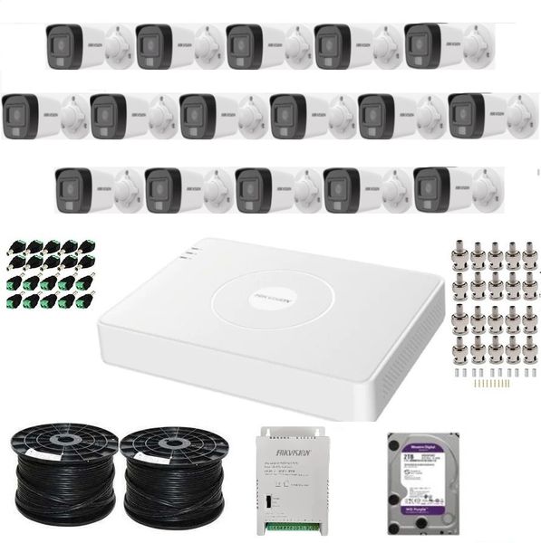 Hikvision 16CH 1080P Smart Hybrid Dual Light - Cameras With Audio - 2TB HDD