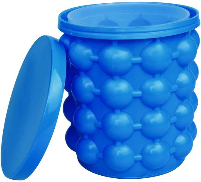 Portable Ice Cube maker, silicon bucket with lid for frozen beverages