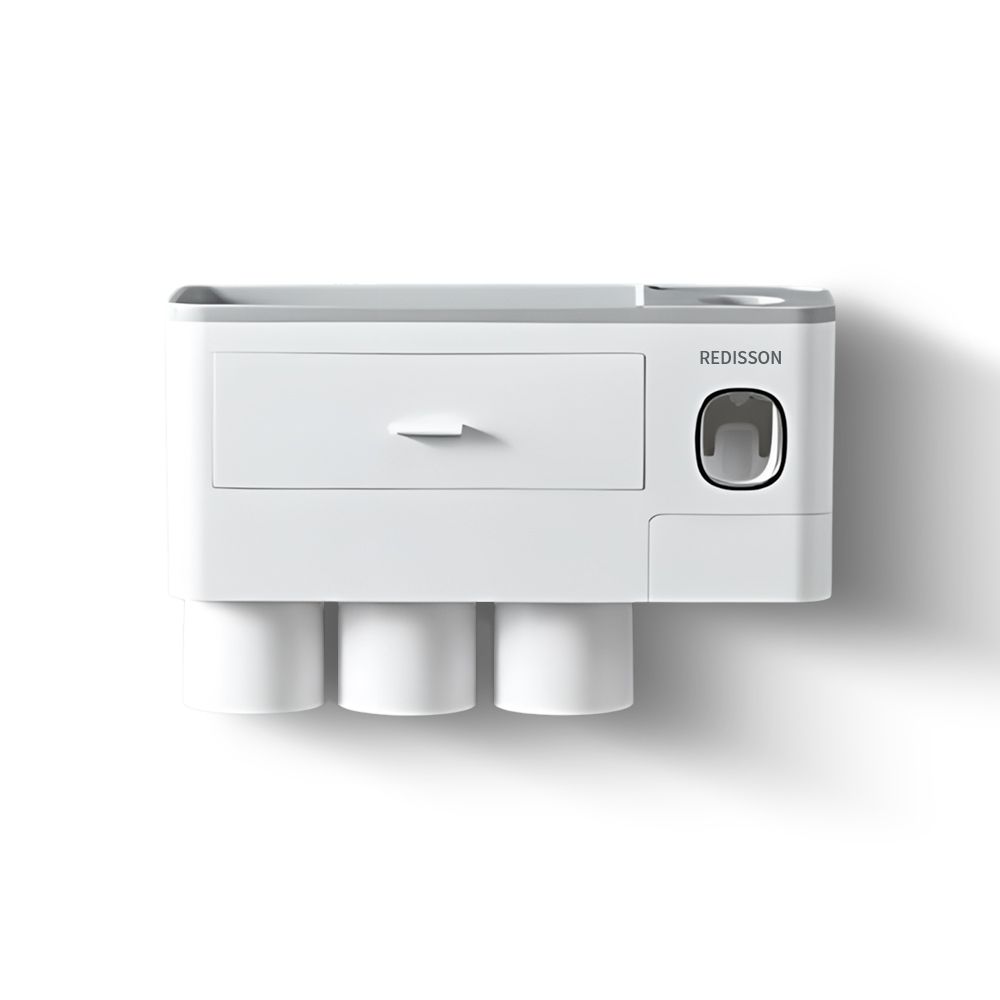 Redisson 3 Cup Wall Mounted Toothbrush Holder with Toothpaste Dispenser