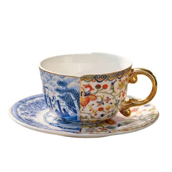 Blue And White Porcelain Color Contrasted Cups And Plates