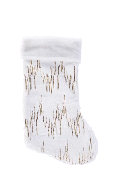 White &amp; Gold Christmas Stocking 2 Pieces