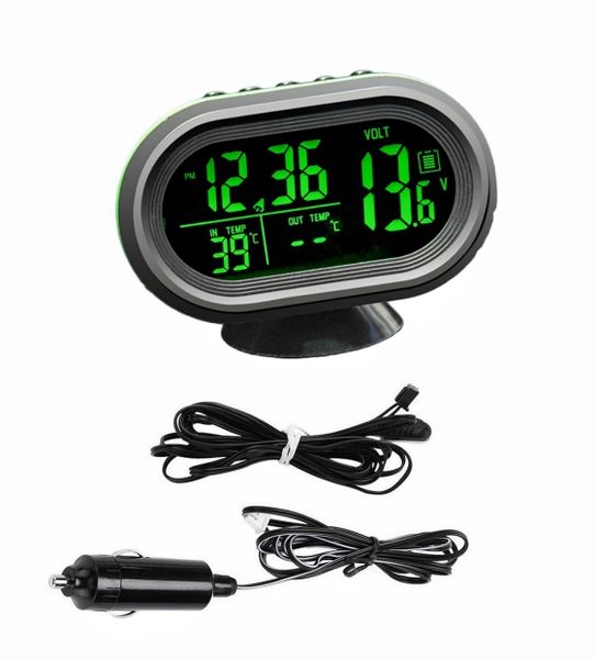 Multifunctional Car LCD Display Thermometer/Voltmeter/Alarm/Clock 12V