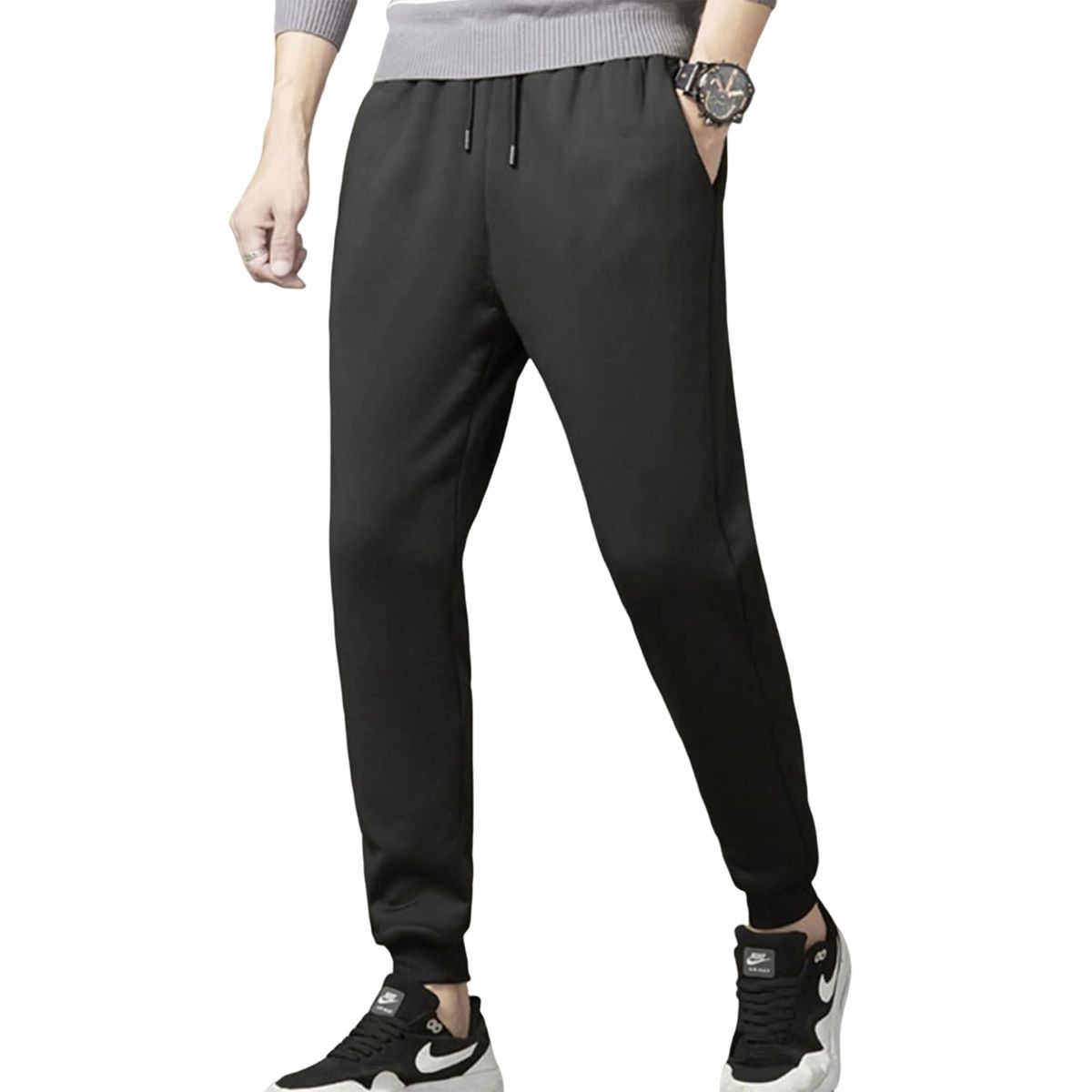 Cashmere Casual Pants Winter Fleece Bottoms Drawstring Pants with ...