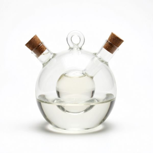 Glass Oil and Vinegar Dispenser Dual Bottle with Cork Stoppers
