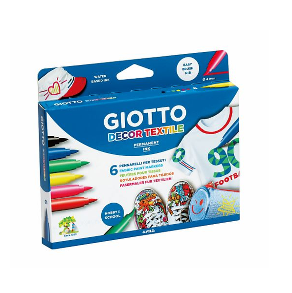 Giotto Decor Textile 6 Permanent Fibre Pens