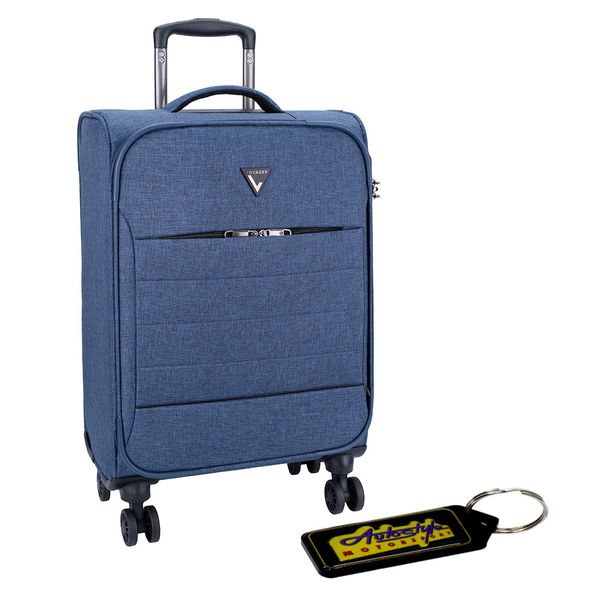 Voyager Getaway 4 Wheel Medium Trolley Bag - Blue &amp; Gel Key Holder