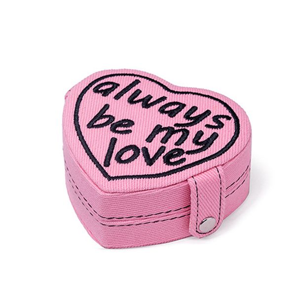 Heart-Shaped Mini Travel Vintage Denim Jewelry Box