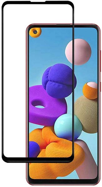 Screen Protector for Samsung A21 - Black /21D Tempered Glass