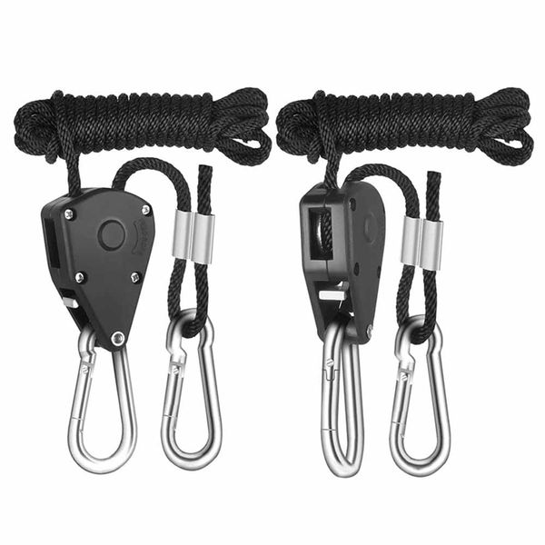 1 Pairs Black Heavy Duty Ratchet Ropes Adjustable Ratchet Hanger Rope