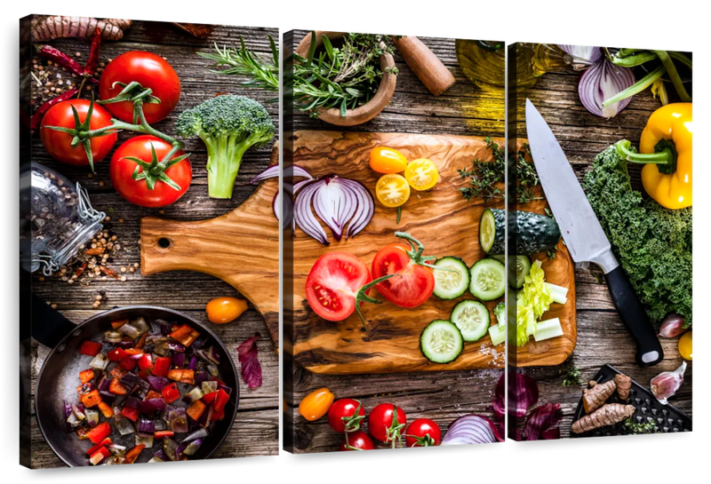 Canvas Art - Vegetables 3 Piece Canvas Wall Art For Dining Kitchen Decor