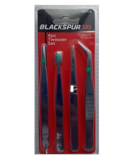 Blackspur 4 Piece Tweezer Set