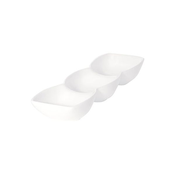 Fortis Accent White 3 Divided Long Strips Plate 37cm 6 Pcs