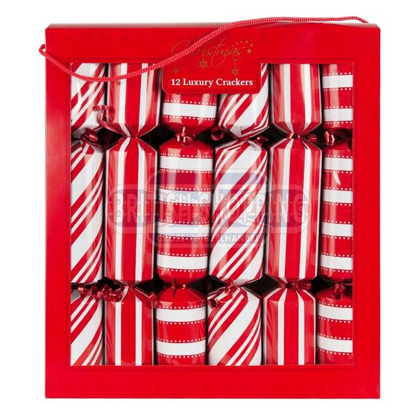 Jack 12 Luxury Red &amp; White Candy 35cm Christmas Crackers