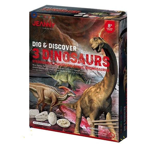 Dig &amp; Discover 3 Dinosaurs Exploration Set For Kids Jeanny
