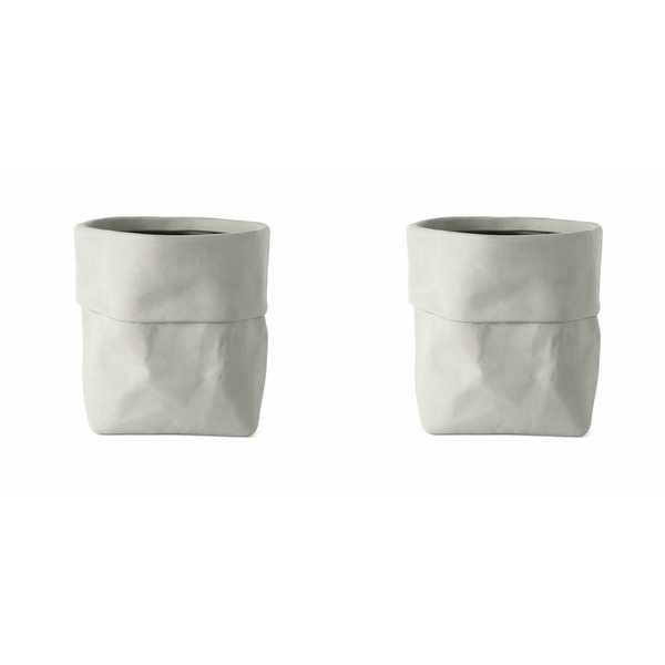 2 Pack- Small Ceramic Kraft Paper Bag Flower Pot
