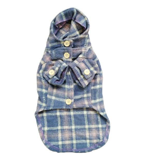 Pet Dog Plaid Luxury Winter Coat Jacket - Blue-Purple