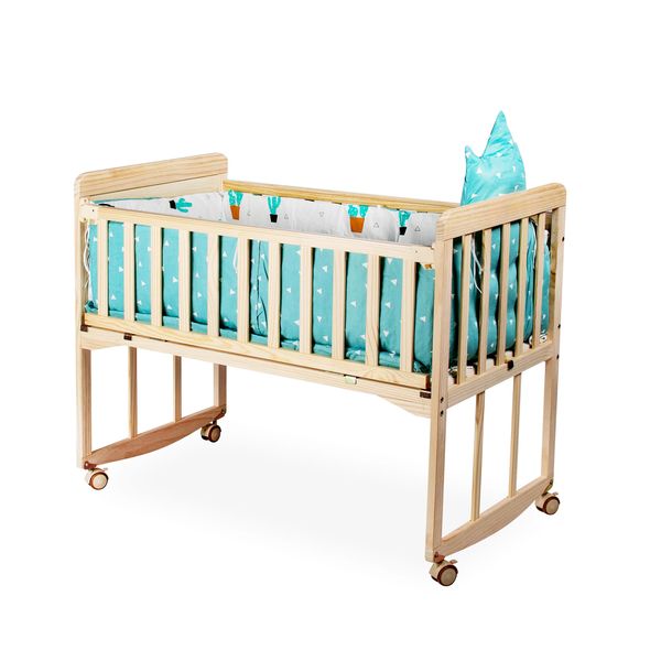 Wooden Co-Sleeper Baby Cot with Bedding