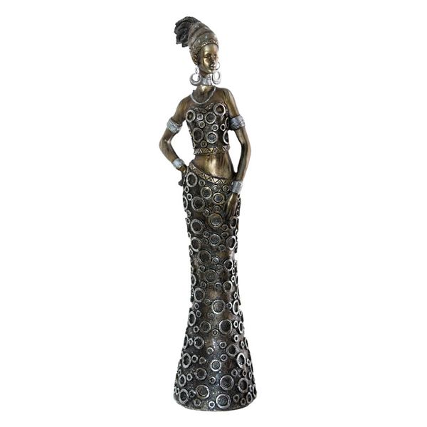 32cm Bronze Girl/Ring Standing Ornament -YAN49U1