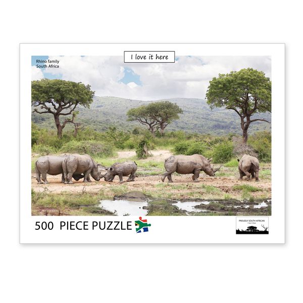Rhino Family 500 Piece Jigsaw Puzzle