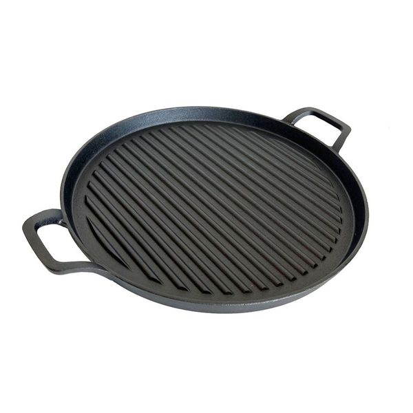 Lifespace Round Cast Iron Griddle Grill Pan - 31cm