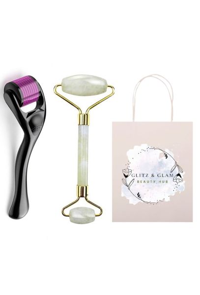 Glitz &amp; Glam Derma Roller &amp; Jade Roller Set