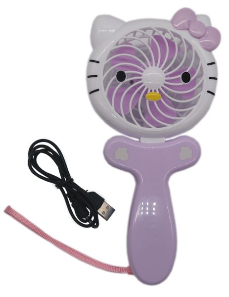 Cartoon Foldable Rechargeable Mini Fan with Full RGB Light - Light Blue