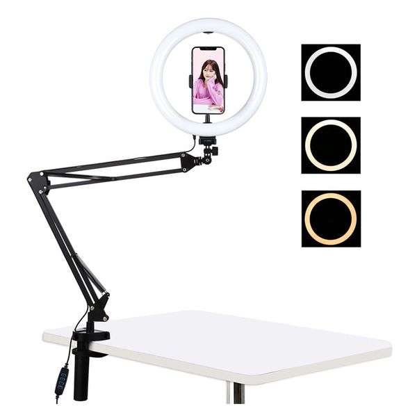 PULUZ LED Ring Light with Desktop Arm Stand - 26cm - Perfect for Vlogging