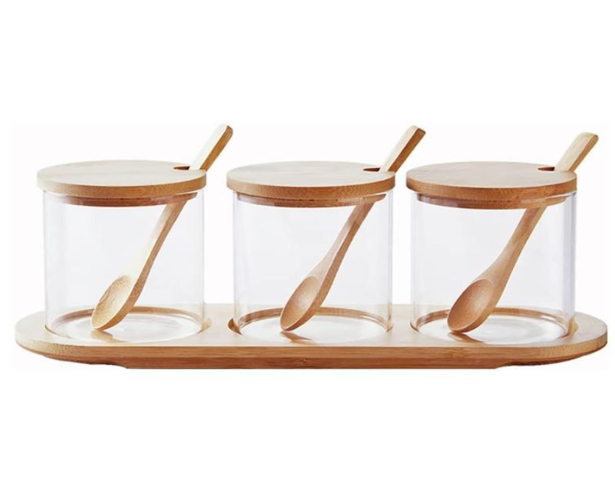 3 Piece Wooden Tabletop Spice Jar Shop Today. Get it Tomorrow