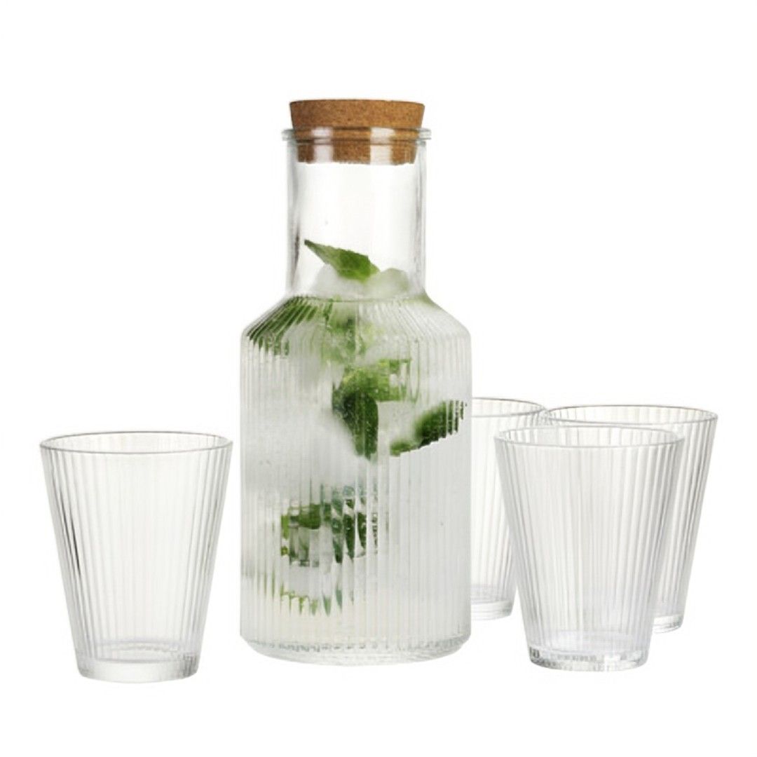 Home Classix Glass Carafe 1.0lt + Tumbler 200ml Set 5 Piece | Shop
