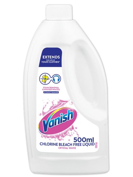 Vanish 500ml, Laundry Stain Remover, Crystal White, Bleach Free Liquid