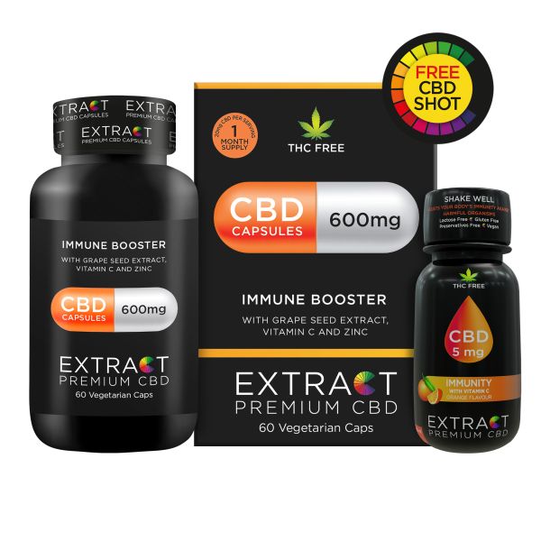 Extract 600mg CBD Capsules and Free CBD Shot - Immune Booster