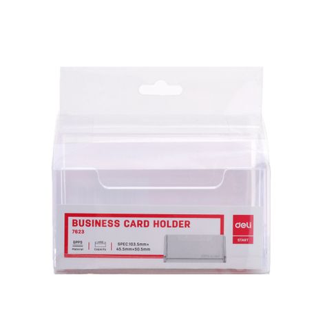 Deli Business Card Holder 100×38×82mm Transparent, 2 pack Image