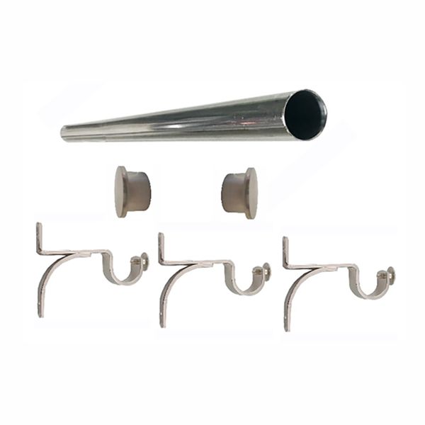 Matoc 25mm Curtain Single Pole Set - Flat End Caps - Black