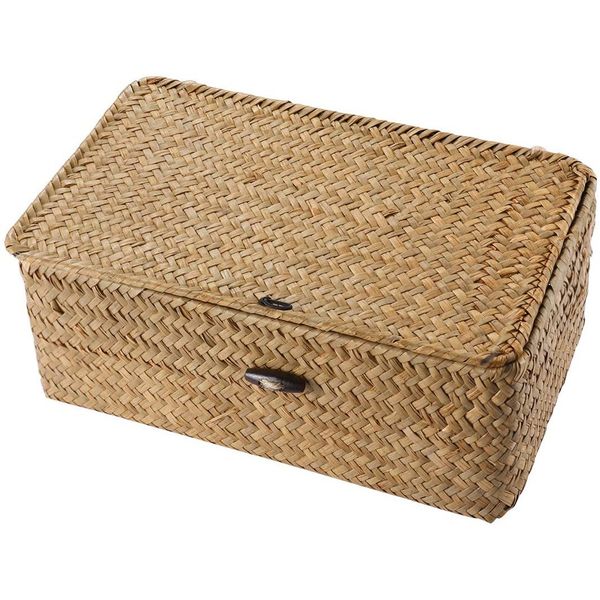 Seagrass Hand Woven Storage Box Basket with Lid