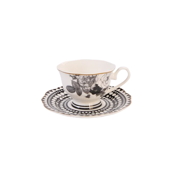 JENNA CLIFFORD - Black Rose Cup &amp; Saucer
