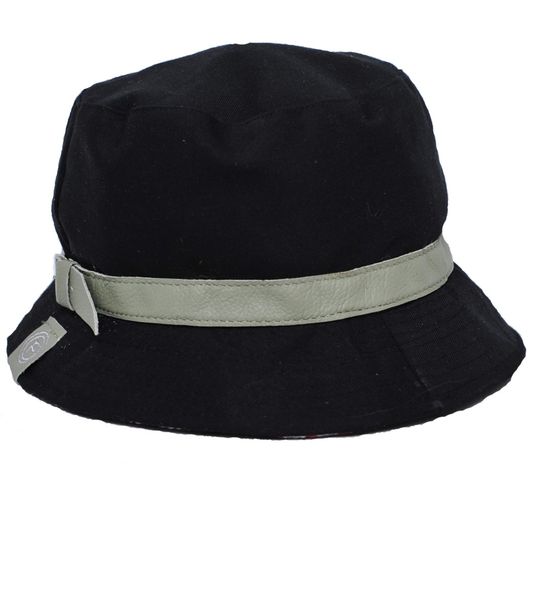 Leather strapped bucket hat