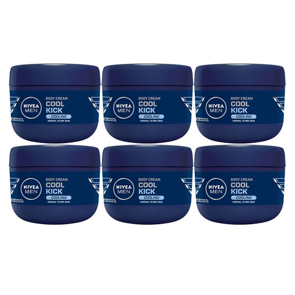 NIVEA MEN Cool Kick Body Cream with Instant Cooling Complex, 6x250ml