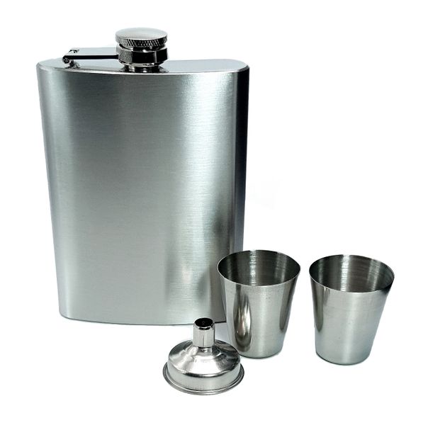Stainless Steel Hip Flask Gift Set With Shot Glasses and Funnel