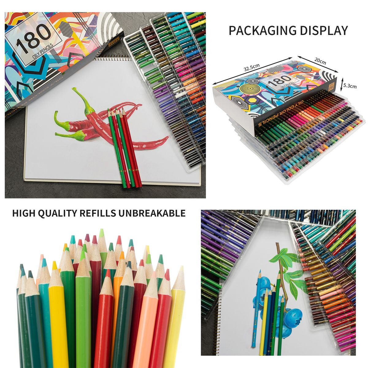 MIkaco Color Drawing Art Pencil Oil-based Colored Pencil Set-180
