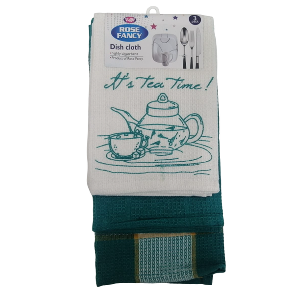 Rose Fancy 'It's Tea Time' Kitchen Towel Pack of 3