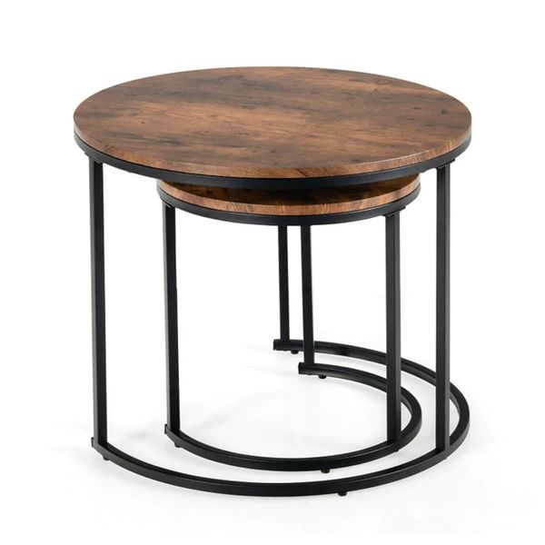 Anchor Nesting Coffee Table Set of 2 Side End Round Tables Home &amp; Office